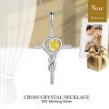 TOUPOP White Gold S925 Citrine Cross Infinity Pendant Necklace-0-4