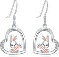 wholesale 925 Sterling Silver 925 Bunny in Heart Shape Dangle Earrings for Women and Girls-0-0