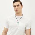 wholesale 925 Sterling Silver Malachite Cross Pendant Chain Mens Religious s-0-2