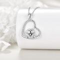 wholesale 925 Sterling Silver Dog in Heart Shape Pendant Necklace for Women-0-3