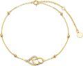 wholesale 14K Gold CZ Infinity Heart Ankle Anklet for Women - Adjustable Size-0-0