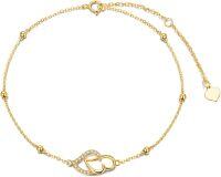 wholesale 14K Gold CZ Infinity Heart Ankle Anklet for Women - Adjustable Size-Style 1- Single layer anklet