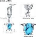 wholesale 925 Sterling Silver Turquoise Stone Turtle Drop Dangle Huggie Hoop Earrings Oceanic Gift for Her-0-4