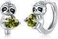 wholesale 925 Sterling Silver Peridot Sloth Huggie Hoop Earrings for Women and Teenage Girls-0-0
