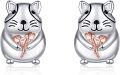 wholesale 925 Sterling Silver Cat Heart Stud Earrings for Women-0-0