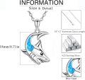 wholesale 925 Sterling Silver Blue Fire Opal Shark Head Pendant Necklace for Women-0-5