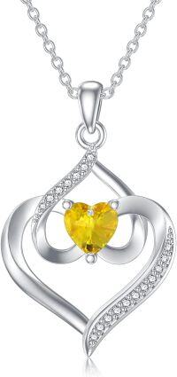 wholesale TOUPOP Mother's Day Gifts Forever Love Heart November Birthstone Pendant Necklaces For Women S925 Sterling Silver With Topaz, Birthday Mother’s Day Jewelry Gift For Mom Daughter Wife -undefined