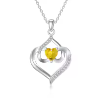 TOUPOP Sterling Silver Topaz November Birthstone Pendant Necklace Gift-undefined