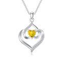 TOUPOP Sterling Silver Topaz November Birthstone Pendant Necklace Gift-0-0