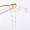 wholesale Gold 925 Sterling Silver Pearl Drop Earrings with Cubic Zirconia Accents for Women-0-3