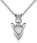 wholesale 925 Sterling Silver Viking Triangle Arrowhead Pendant Necklace for Men-0-0