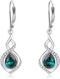 wholesale 925 Sterling Silver Infinity Birthstone Dangle Earrings for Women-05 May