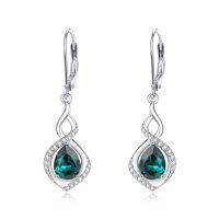 wholesale 925 Sterling Silver Infinity Birthstone Dangle Earrings for Women-05 May