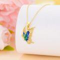 wholesale 14K Gold  Blue Green Opal Butterfly Pendant Necklace for Women-0-2