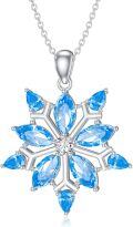 wholesale 925 Sterling Silver Blue Crystal Snowflake Pendant Necklace - Winter Fashion s for Her-0-0