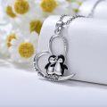 wholesale 925 Sterling Silver Penguin Heart Pendant Necklace for Women Gifts-0-2
