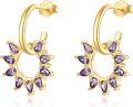 wholesale 925 Sterling Silver Purple Crystal Hoop Huggie Earrings for Women Girls  3cm Diameter-0-0