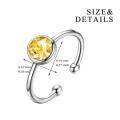wholesale 925 Sterling Silver Adjustable Rings Wholesale With Yellow Crystal-0-3