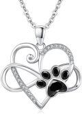 wholesale 925 Sterling Silver Infinity Heart with Black Crystal Paw Print Charm Necklace for Women Girls  45cm Chain Length-0-0