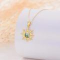 wholesale 14K Gold Moss Agate and Moissanite Sun Pendant Necklace for Women-0-3