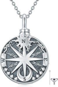 wholesale 925 Sterling Silver Compass Pendant Necklace with Chain - Vintage Style Nautical s for Women-Compass Urn