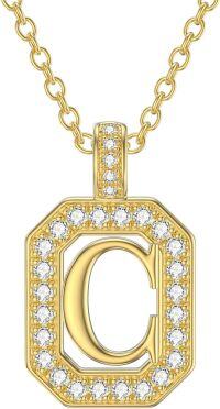 wholesale 14K Gold Moissanite A Z Letter Pendant Necklace for Women 16+2 -C