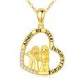 wholesale 14k Gold Heart Pendant Necklace Wholesale With Sunflower And Two Figures Design-0-0