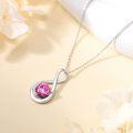 wholesale TOUPOP October Birthstone Necklace For Women Pink Tourmaline Necklace Pendant 927 Sterling Silver Infinity Love Moon Jewelry Birthday Christmas Gifts For Women Mom Wife Girlfriend -0-4
