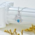 wholesale 925 Sterling Silver Blue Heart Cat Pendant Necklace with Cubic Zirconia Stones Gifts for Women-0-4