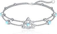 wholesale 925 Sterling Silver Celtic Moonstone Knot Bracelet with 7 Chain & Extender-Celtic Moonstone Bracelet