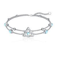 wholesale 925 Sterling Silver Celtic Knot Bracelet With Blue Moonstones-Celtic Moonstone Bracelet