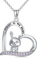 wholesale TOUPOP Sterling Silver Rabbit Necklace Heart Pendant Forever In My Heart Cute Bunny Necklace For Women Friends -0-0