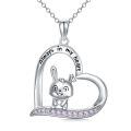 TOUPOP Sterling Silver Stone Rabbit Heart Pendant Necklace-0-0