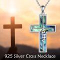 wholesale 925 Sterling Silver Abalone Shell Inlay Cross Pendant Necklace Jewelry for Women and Men-0-1