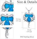 wholesale 925 Sterling Silver Blue Turquoise Heart-Shaped Dragon Pendant Necklace for Women and Girls-0-3