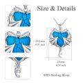 wholesale 925 Sterling Silver Blue Turquoise Heart-Shaped Dragon Pendant Necklace for Women and Girls-0-3