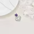 TOUPOP Sterling Silver Birth Flower Mom Necklace I Love You Mom Pendant-0-4