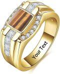 wholesale 925 Sterling Silver Moissanite Men s Gold Plated Square Cut Birthstone Ring-0-0