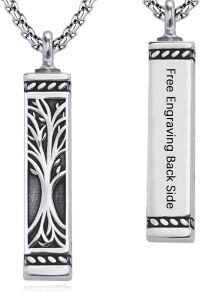 wholesale  Tree of Life Engraved Cremation Urn Keepsake Pendant with Free Backside Inscription -A1-Urn Necklace Engravable