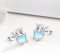 wholesale 925 Sterling Silver Blue Opal Cow Stud Earrings for Sensitive Ears-0-1