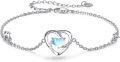 wholesale 925 Sterling Silver Blue Opal & Turquoise Heart Anklet - I love you to the moon and back Adjustable Valentines Day Gifts for Her-0-0