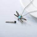 wholesale Sterling Silver Stone Dragonfly Urn Necklace for Ashes w Filling Tool-0-37