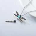 wholesale 925 Sterling Silver Dragonfly Urn Pendant Necklace Turquoise Stone Oxidized Memorial Jewelry-0-37