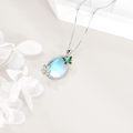 wholesale 925 Sterling Silver Opalite Teardrop with Enamel Butterfly and Daisy Charm Necklace for Women Gifts-0-3