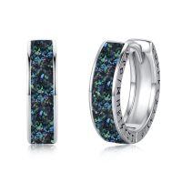 wholesale 925 Sterling Silver Hypoallergenic Blue Green Shell Norse Viking Huggie Hoop Earrings with Rune Design-Abalone Shell