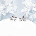 wholesale 925 Sterling Silver Red Rose Cross Stud Claw Earrings Gothic Cuff Jewelry for Women Gifts-0-1