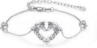 wholesale 925 Sterling Silver Heart-Shaped Wolves Adjustable Bracelet for Women-Wolf Bracelet