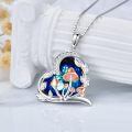 wholesale 925 Sterling Silver Mushroom Blue Crystal Pendant Necklace-0-2