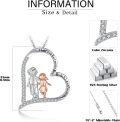 wholesale 925 Sterling Silver Sis & Bro Love Forever Heart Pendant Necklace Gifts for Women-0-2