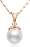 wholesale 14K Gold Freshwater Pearl 9mm Heart Pendant Necklace with Cubic Zirconia Accent - White Gold Tone Chain (18)-0-10